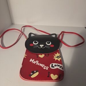 Cute Cat Face Red Crossbody Bag